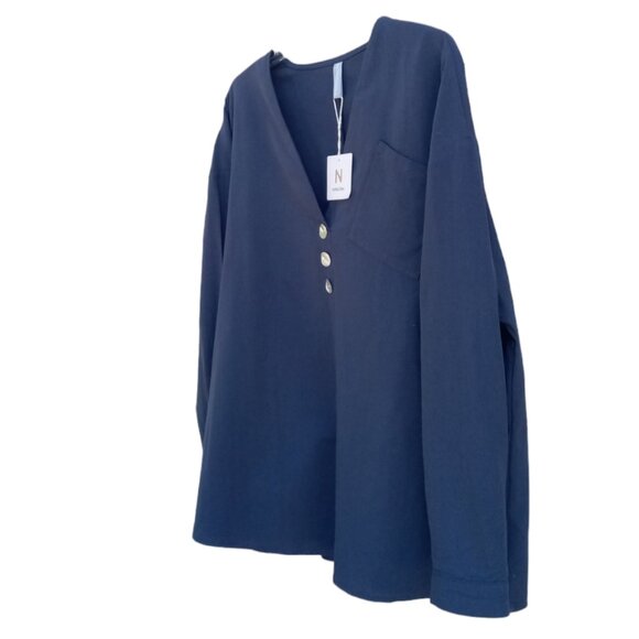 NoraCora blue cotton long sleeve top sz XXL NEW (#0087) - Picture 5 of 10